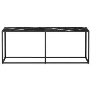 Tavolo Consolle Marmo Nero 180x35x75,5 cm in Vetro Temperato cod mxl 57307