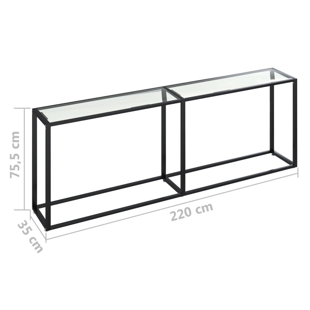 Tavolo Consolle Trasparente 220x35x75,5 cm in Vetro Temperato 331690