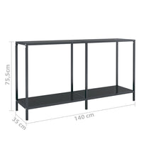 Tavolo Consolle Nero 140x35x75,5 cm in Vetro Temperato cod mxl 65577