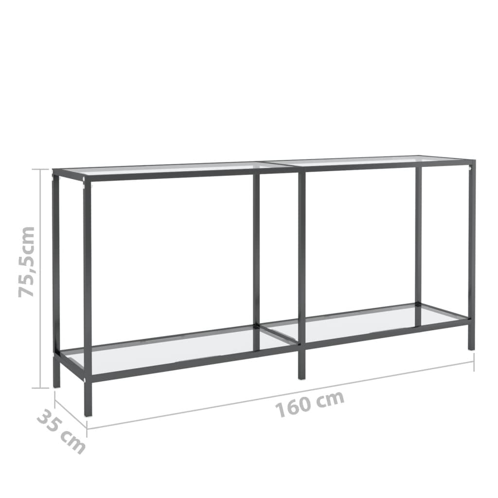 Tavolo Consolle Trasparente 160x35x75,5 cm in Vetro Temperato 331698