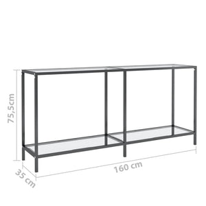 Tavolo Consolle Trasparente 160x35x75,5 cm in Vetro Temperato 331698