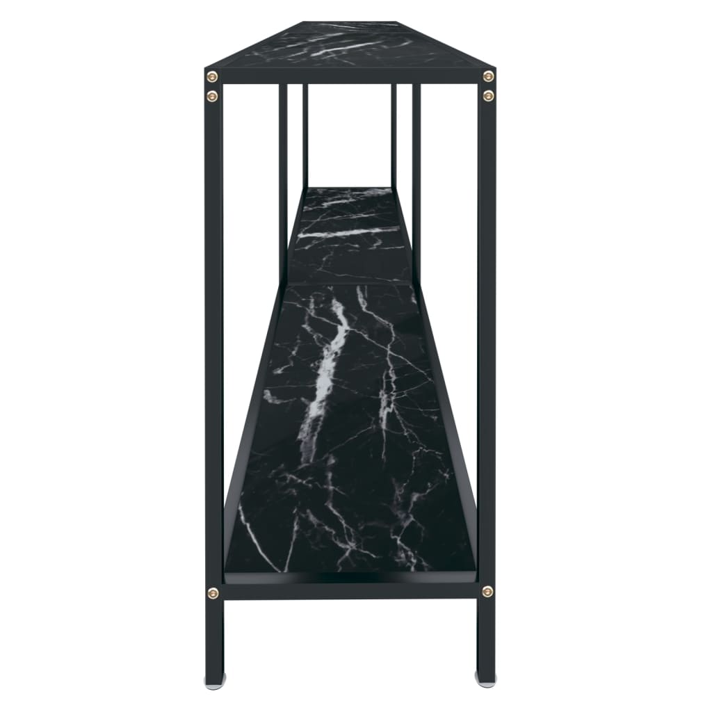 Tavolo Consolle Nero 200x35x75,5 cm in Vetro Temperato 331709