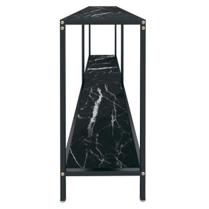 Tavolo Consolle Nero 200x35x75,5 cm in Vetro Temperato 331709