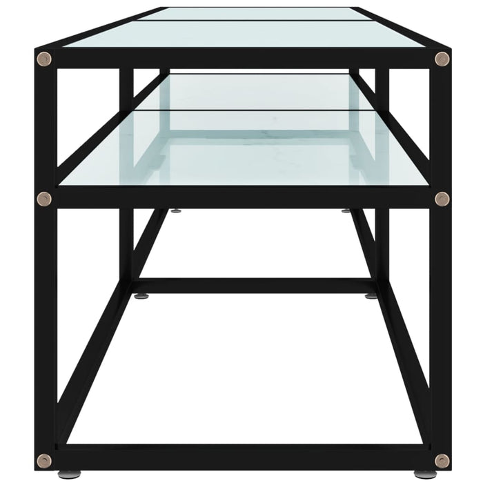 Mobile Porta TV Marmo Bianco 160x40x40,5 cm in Vetro Temperato 331720