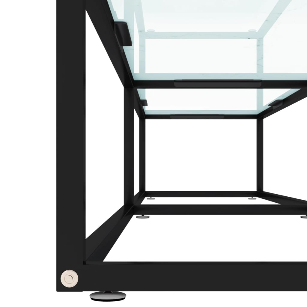 Mobile Porta TV Marmo Bianco 200x40x40,5 cm in Vetro Temperato cod mxl 12384