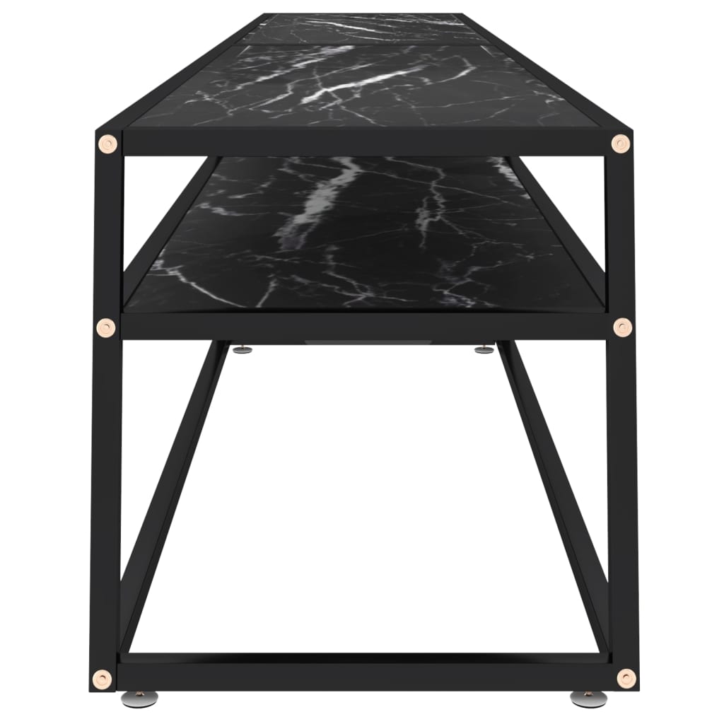 Mobile Porta TV Marmo Nero 220x40x40,5 cm in Vetro Temperato 331733