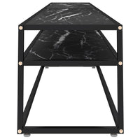 Mobile Porta TV Marmo Nero 220x40x40,5 cm in Vetro Temperato 331733