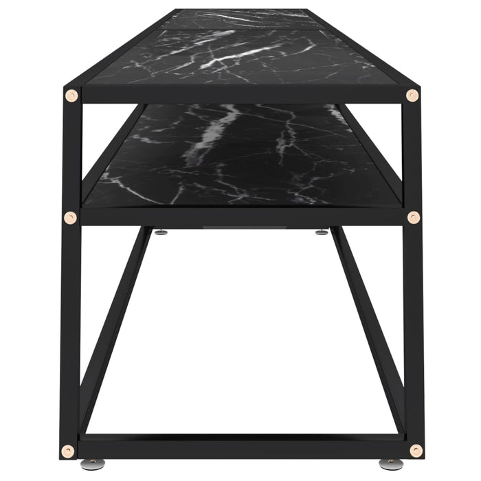 Mobile Porta TV Marmo Nero 220x40x40,5 cm in Vetro Temperato 331733