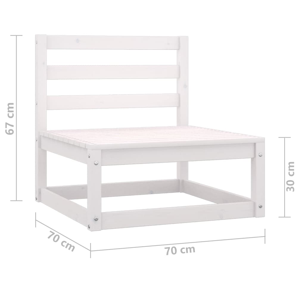Set Divani da Giardino 3 pz Bianco in Legno Massello di Pino 3075235