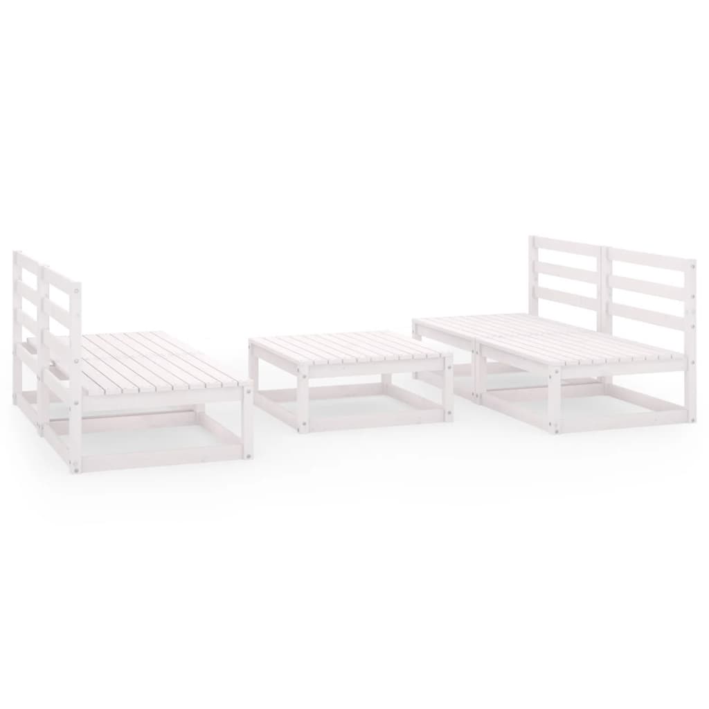 Set Divani da Giardino 5 pz Bianco in Legno Massello di Pino 3075240