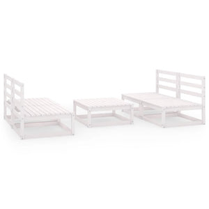 Set Divani da Giardino 5 pz Bianco in Legno Massello di Pino 3075240