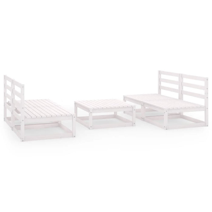 Set Divani da Giardino 5 pz Bianco in Legno Massello di Pino 3075240