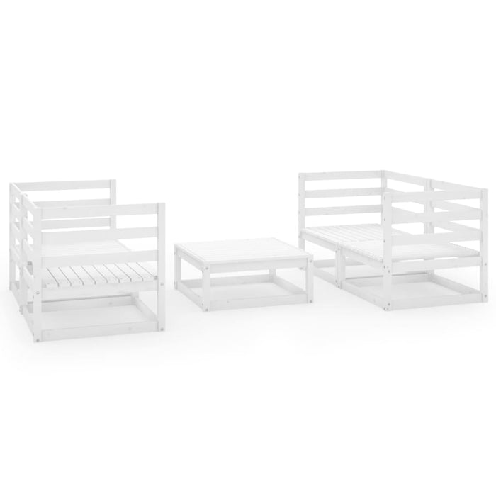 Set Divani da Giardino 5 pz Bianco in Legno Massello di Pino 3075255