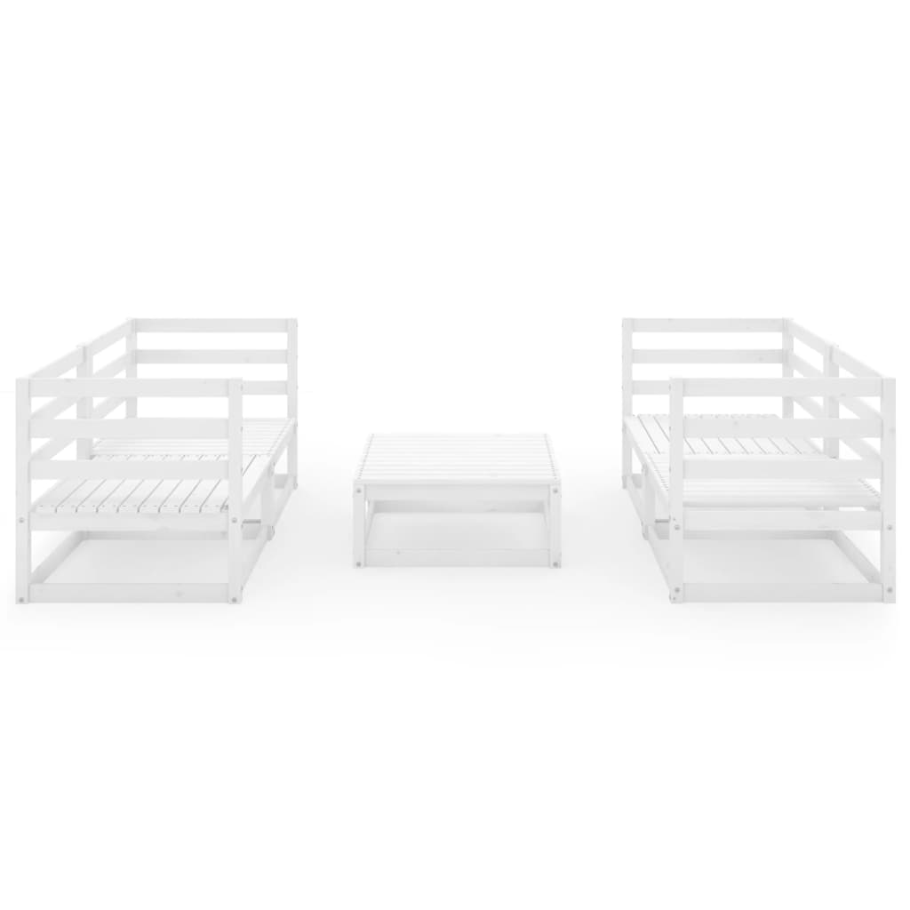 Set Divani da Giardino 5 pz Bianco in Legno Massello di Pino 3075255
