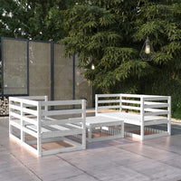 Set Divani da Giardino 5 pz Bianco in Legno Massello di Pino 3075255