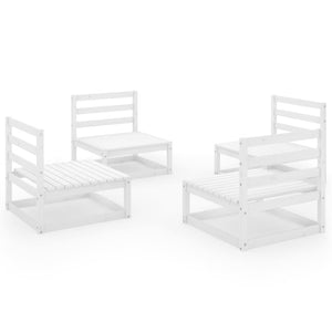 Set Divani da Giardino 4 pz Bianco in Legno Massello di Pino 3075260