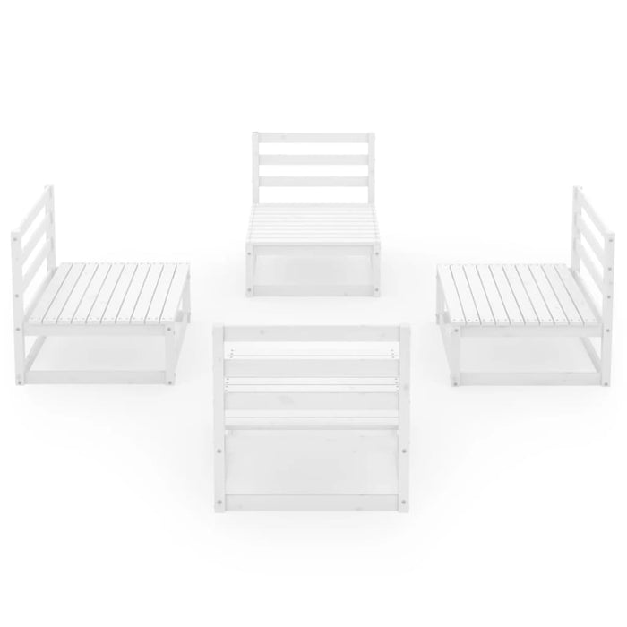 Set Divani da Giardino 4 pz Bianco in Legno Massello di Pino 3075260