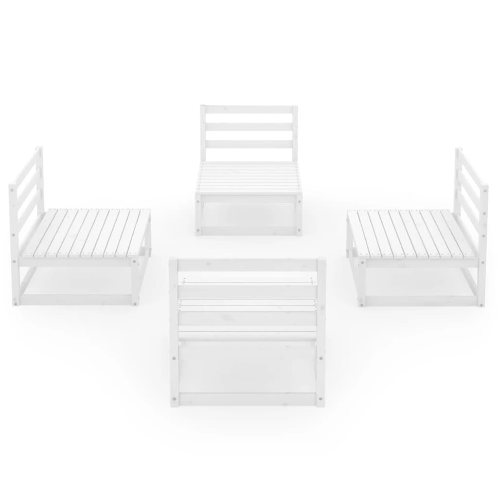Set Divani da Giardino 4 pz Bianco in Legno Massello di Pino 3075260