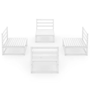Set Divani da Giardino 4 pz Bianco in Legno Massello di Pino 3075260