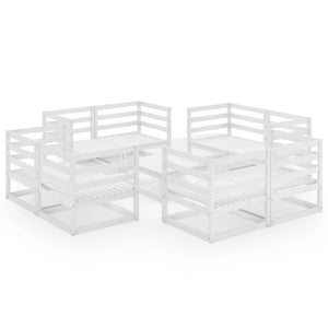 Set Divani da Giardino 9 pz Bianco in Legno Massello di Pino 3075290