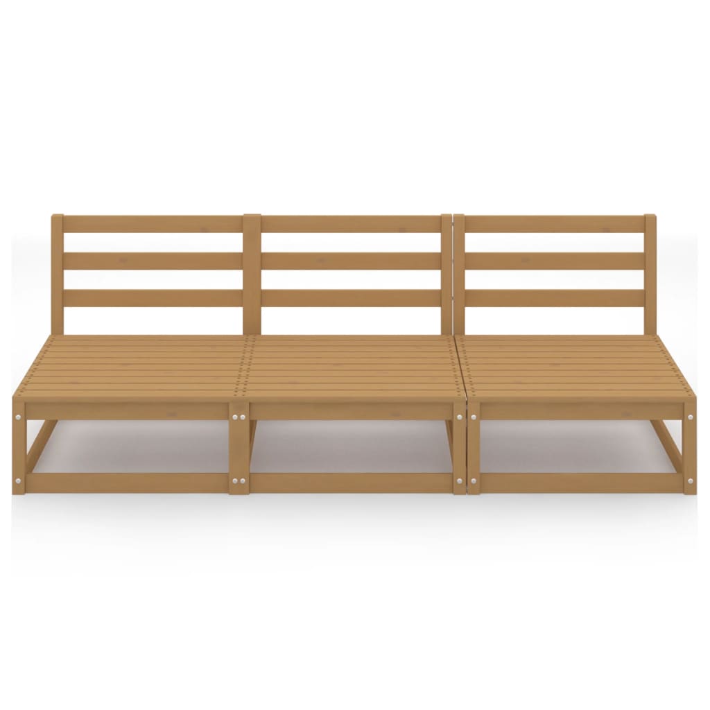 Divano da Giardino 3 Posti Marrone Ambra Legno Massello di Pino 3075302