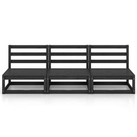 Divano da Giardino a 3 Posti Nero in Legno Massello di Pino 3075303