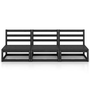 Divano da Giardino a 3 Posti Nero in Legno Massello di Pino 3075303