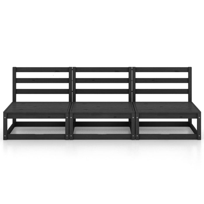Divano da Giardino a 3 Posti Nero in Legno Massello di Pino 3075303