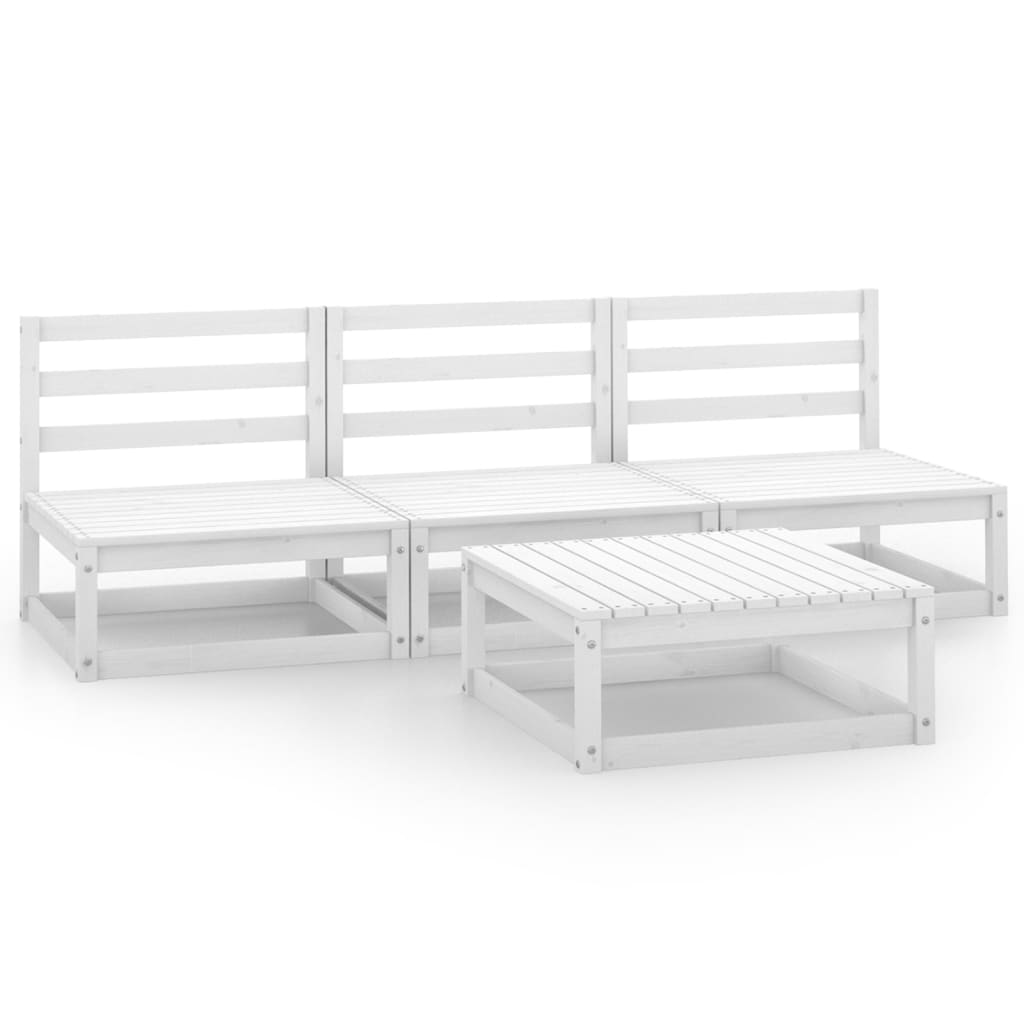 Set Divani da Giardino 4 pz Bianco in Legno Massello di Pino 3075305