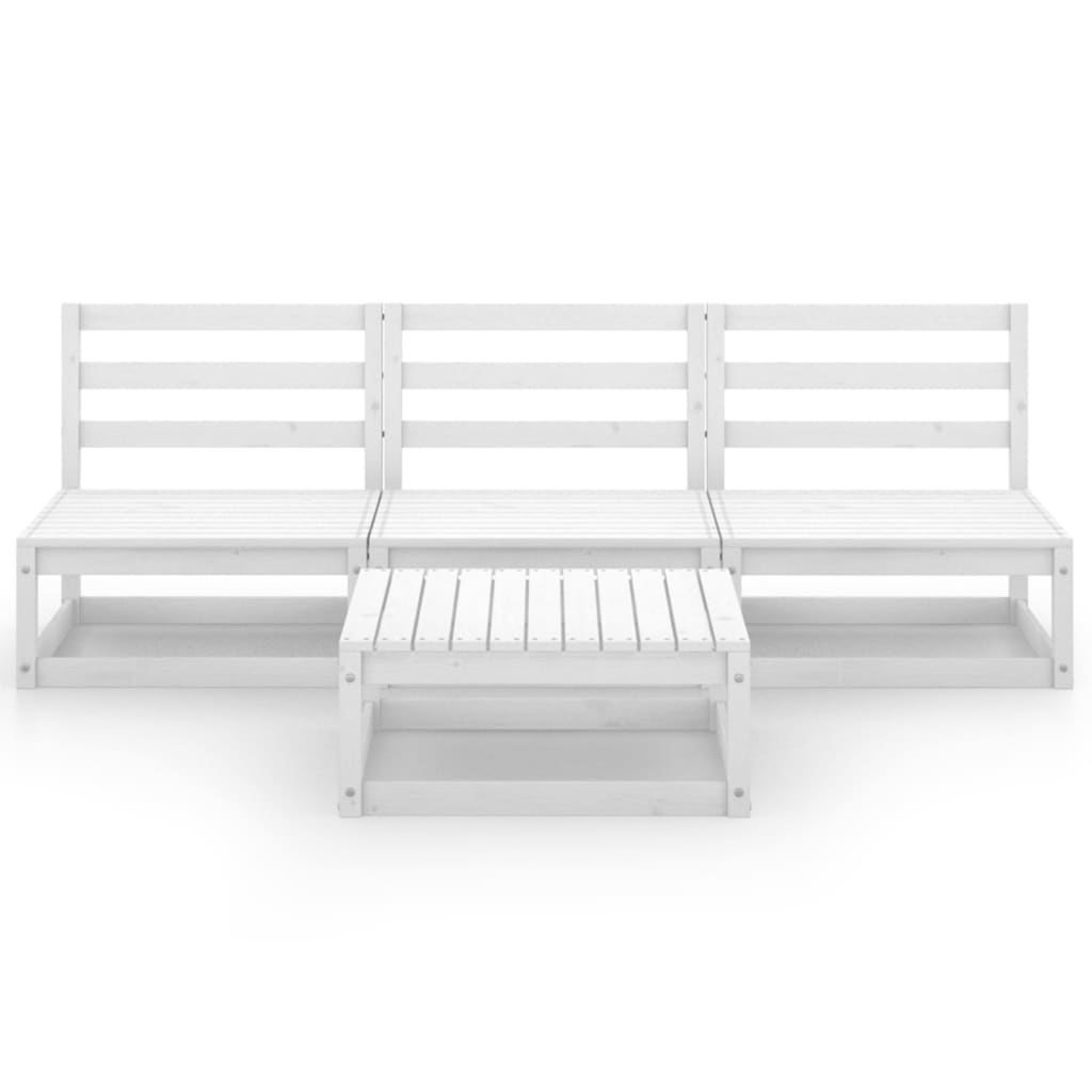 Set Divani da Giardino 4 pz Bianco in Legno Massello di Pino 3075305