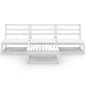 Set Divani da Giardino 4 pz Bianco in Legno Massello di Pino 3075305