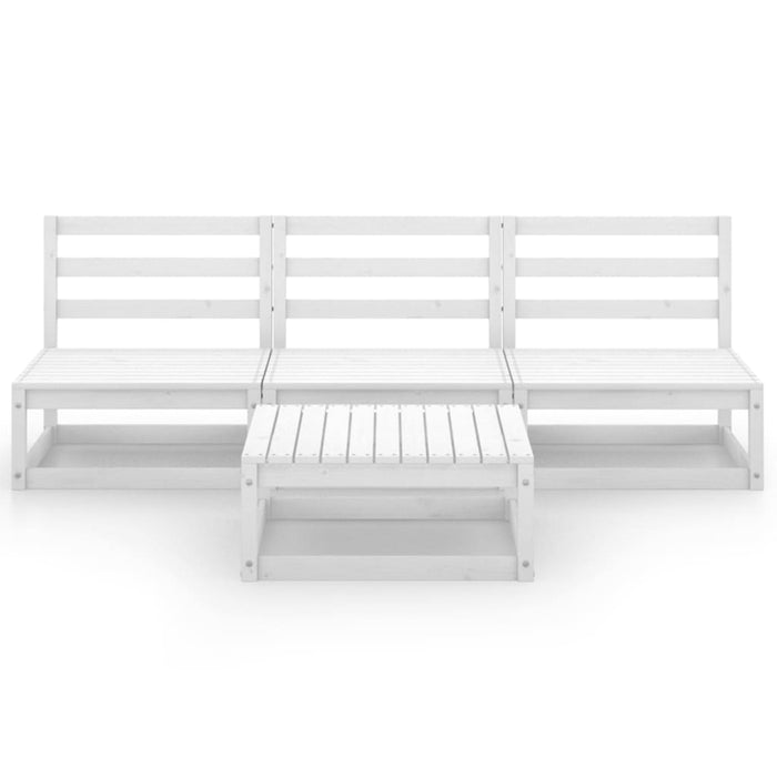 Set Divani da Giardino 4 pz Bianco in Legno Massello di Pino 3075305