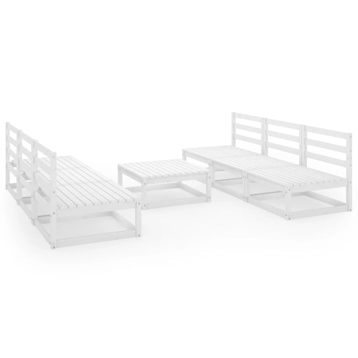 Set Divani da Giardino 7 pz Bianco in Legno Massello di Pino 3075315