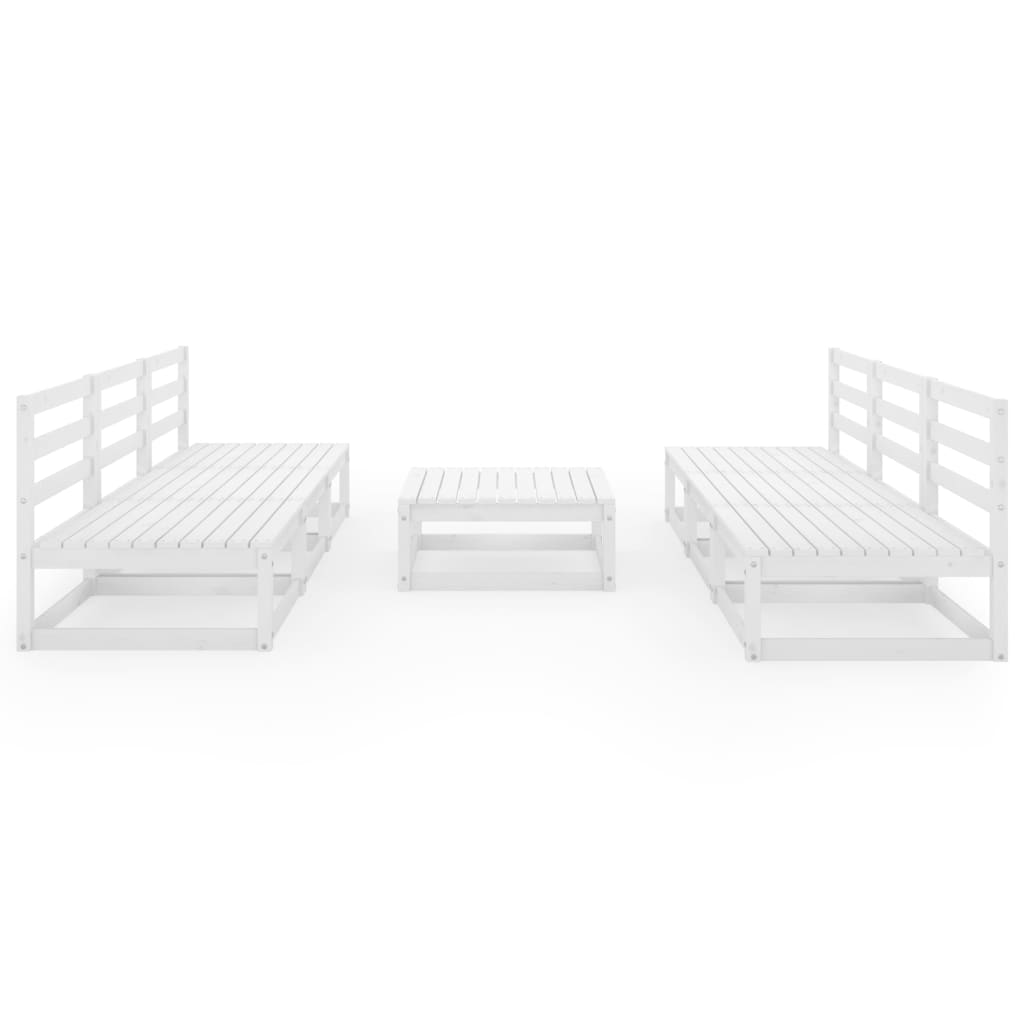 Set Divani da Giardino 7 pz Bianco in Legno Massello di Pino 3075315
