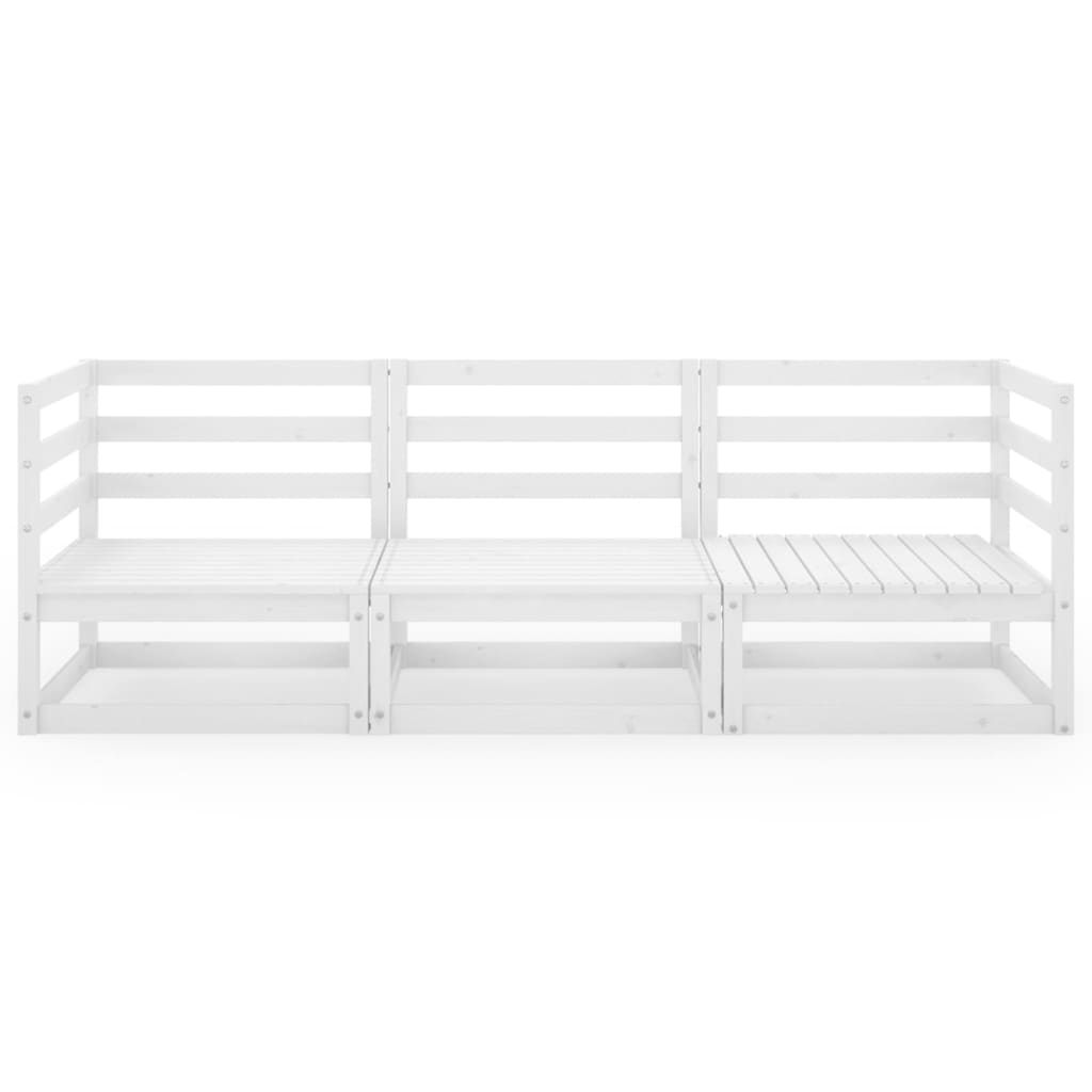 Divano da Giardino a 3 Posti Bianco in Legno Massello di Pino 3075320