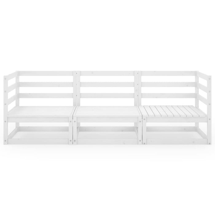 Divano da Giardino a 3 Posti Bianco in Legno Massello di Pino 3075320