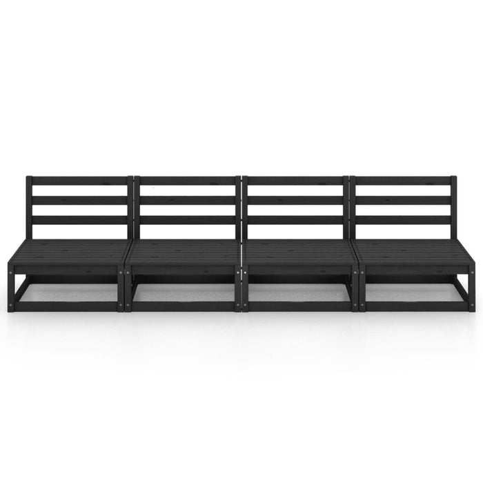 Divano da Giardino a 4 Posti Nero in Legno Massello di Pino 3075343