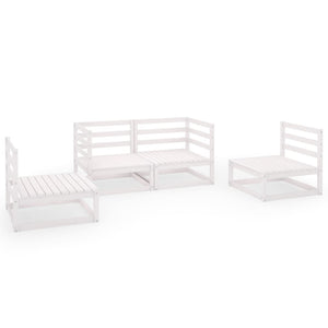 Set Divani da Giardino 4 pz Bianco in Legno Massello di Pino 3075380