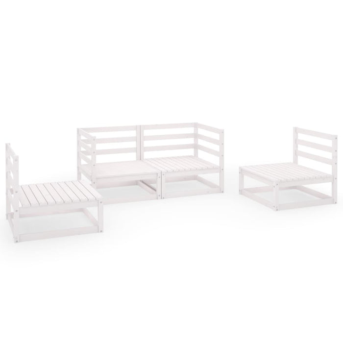 Set Divani da Giardino 4 pz Bianco in Legno Massello di Pino 3075380