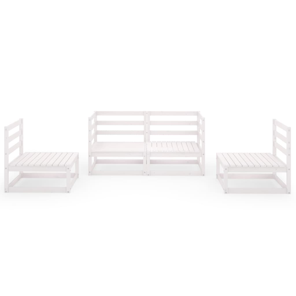 Set Divani da Giardino 4 pz Bianco in Legno Massello di Pino 3075380