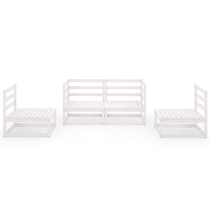 Set Divani da Giardino 4 pz Bianco in Legno Massello di Pino 3075380