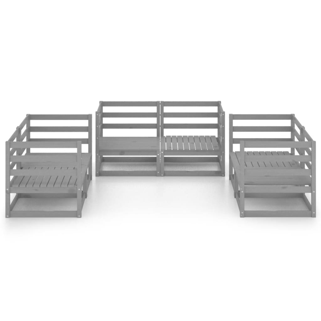 Set Divani da Giardino 6 pz Grigio in Legno Massello di Pino 3075441