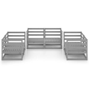 Set Divani da Giardino 6 pz Grigio in Legno Massello di Pino 3075441