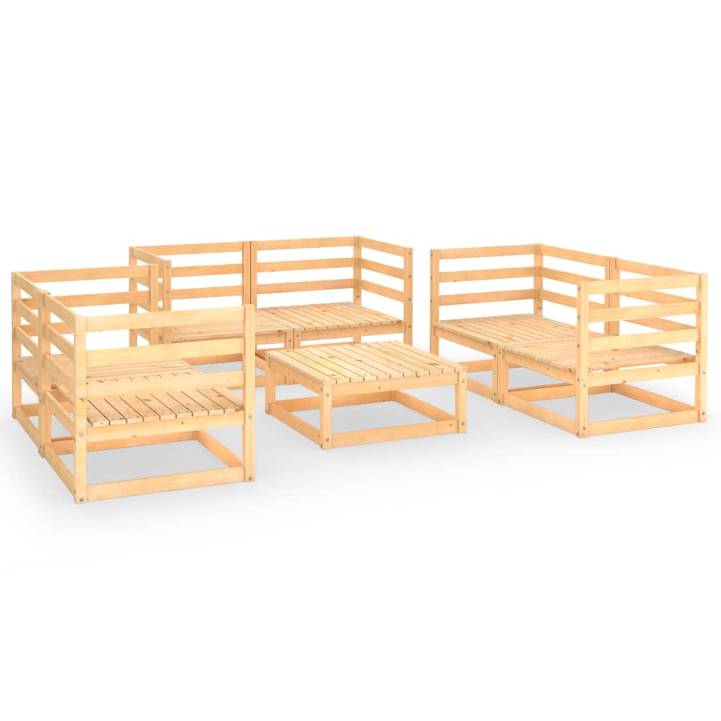 Set Divani da Giardino 7 pz in Legno Massello di Pino cod mxl 43287