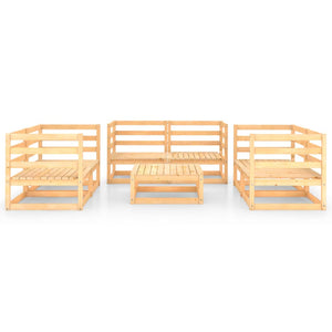 Set Divani da Giardino 7 pz in Legno Massello di Pino cod mxl 43287