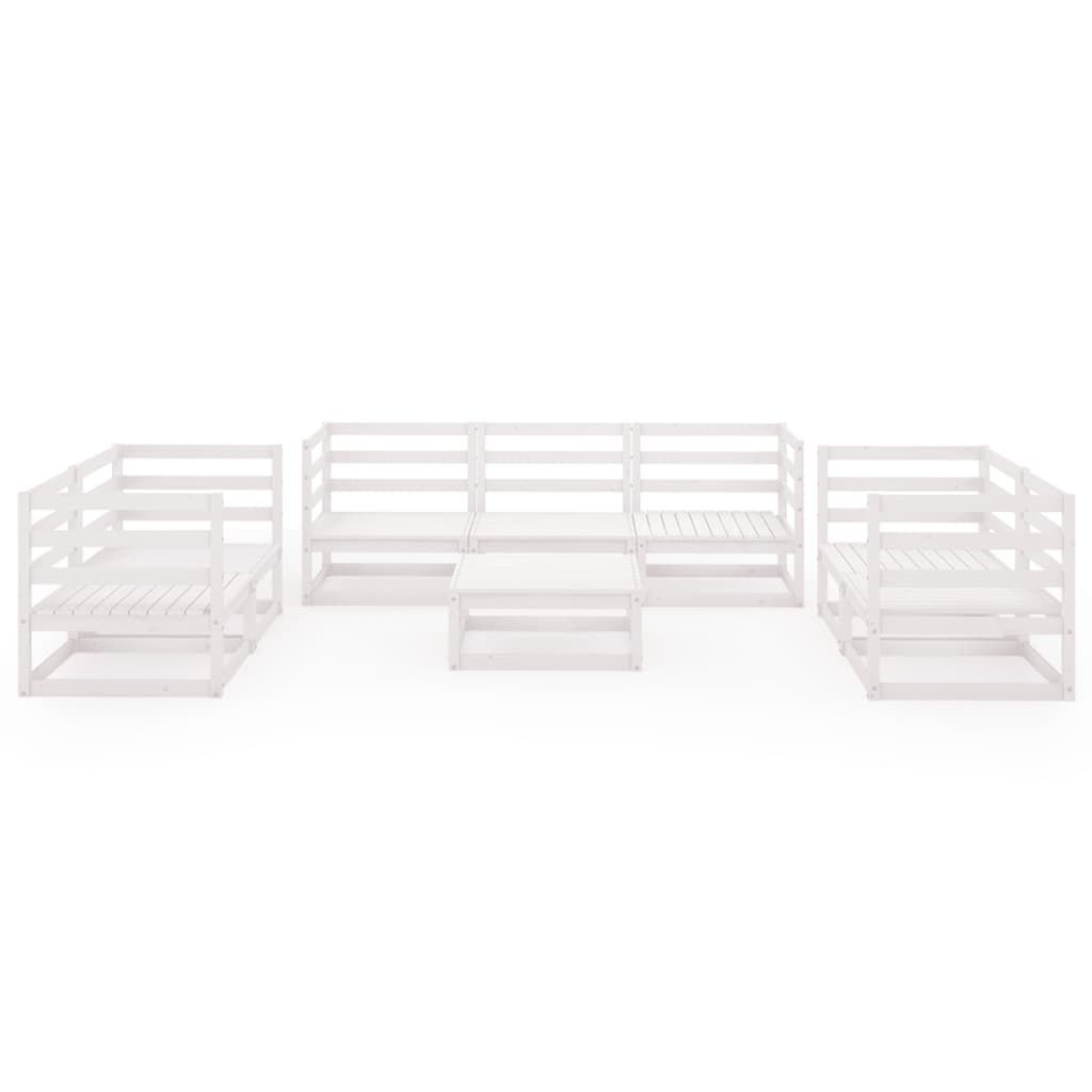 Set Divani da Giardino 8 pz Bianco in Legno Massello di Pino 3075455
