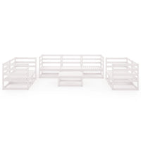 Set Divani da Giardino 8 pz Bianco in Legno Massello di Pino 3075455