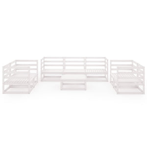Set Divani da Giardino 8 pz Bianco in Legno Massello di Pino 3075455