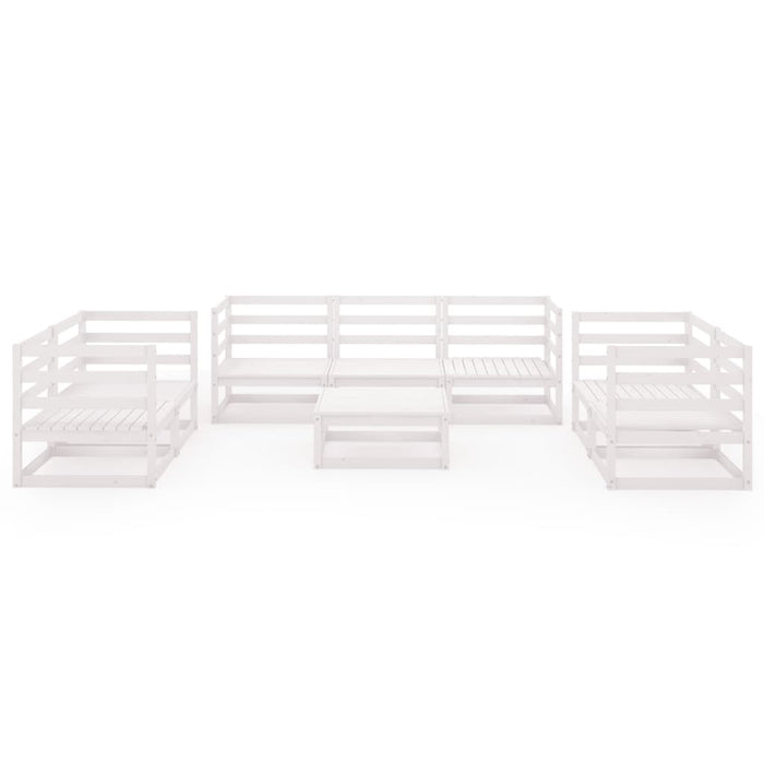 Set Divani da Giardino 8 pz Bianco in Legno Massello di Pino 3075455