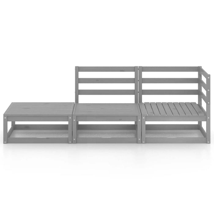 Set Divani da Giardino 3 pz Grigio in Legno Massello di Pino 3075471